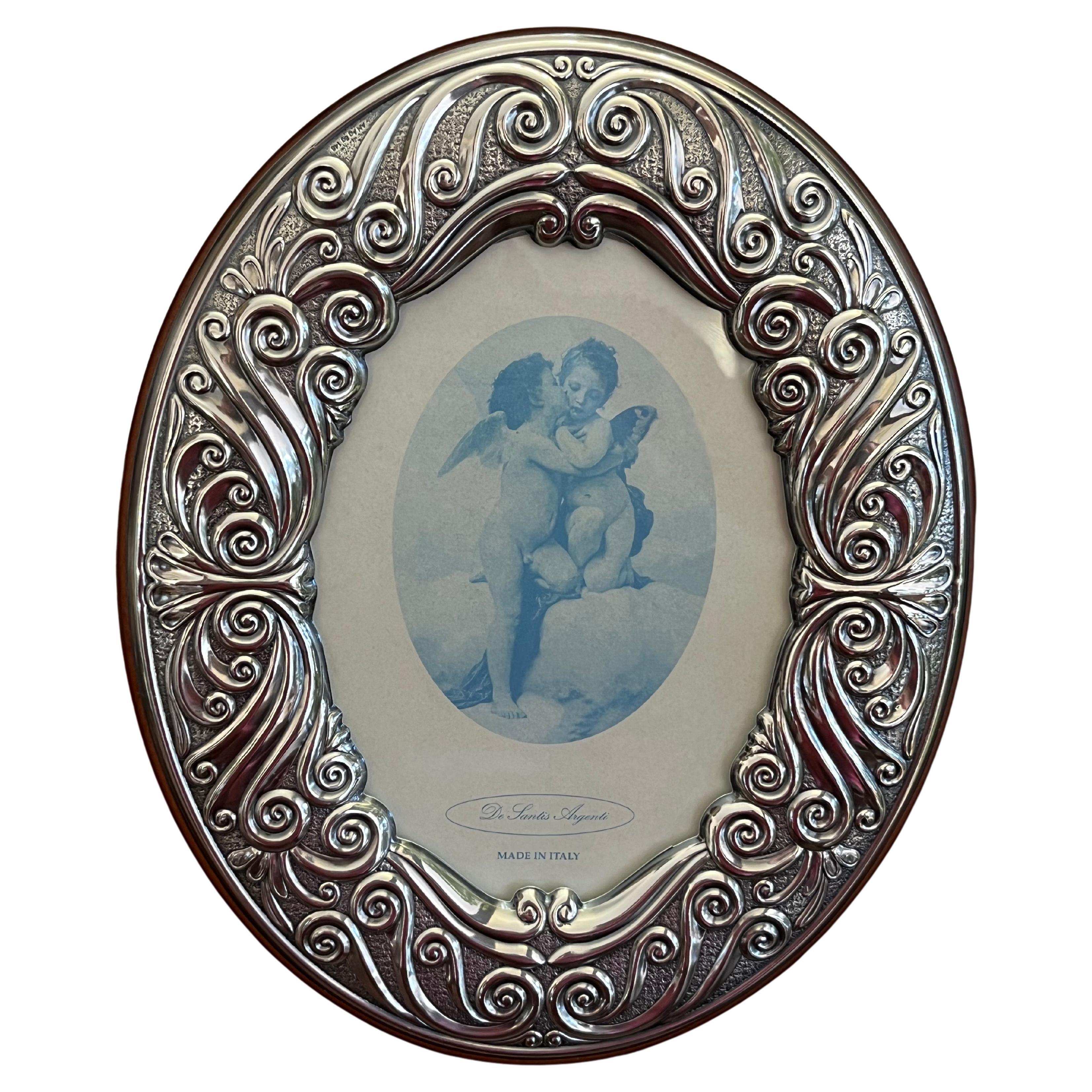 Oval Silver Photo Frame, Italy, 1980s For Sale