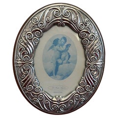 Oval Silver Photo Frame, Italy, 1980s