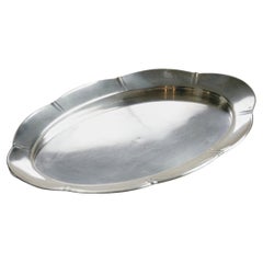 Oval silver-plated metal dish, 1930s