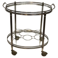 Oval Silvered Brass Drinks Trolley Attributed to Maison Jansen, circa 1940