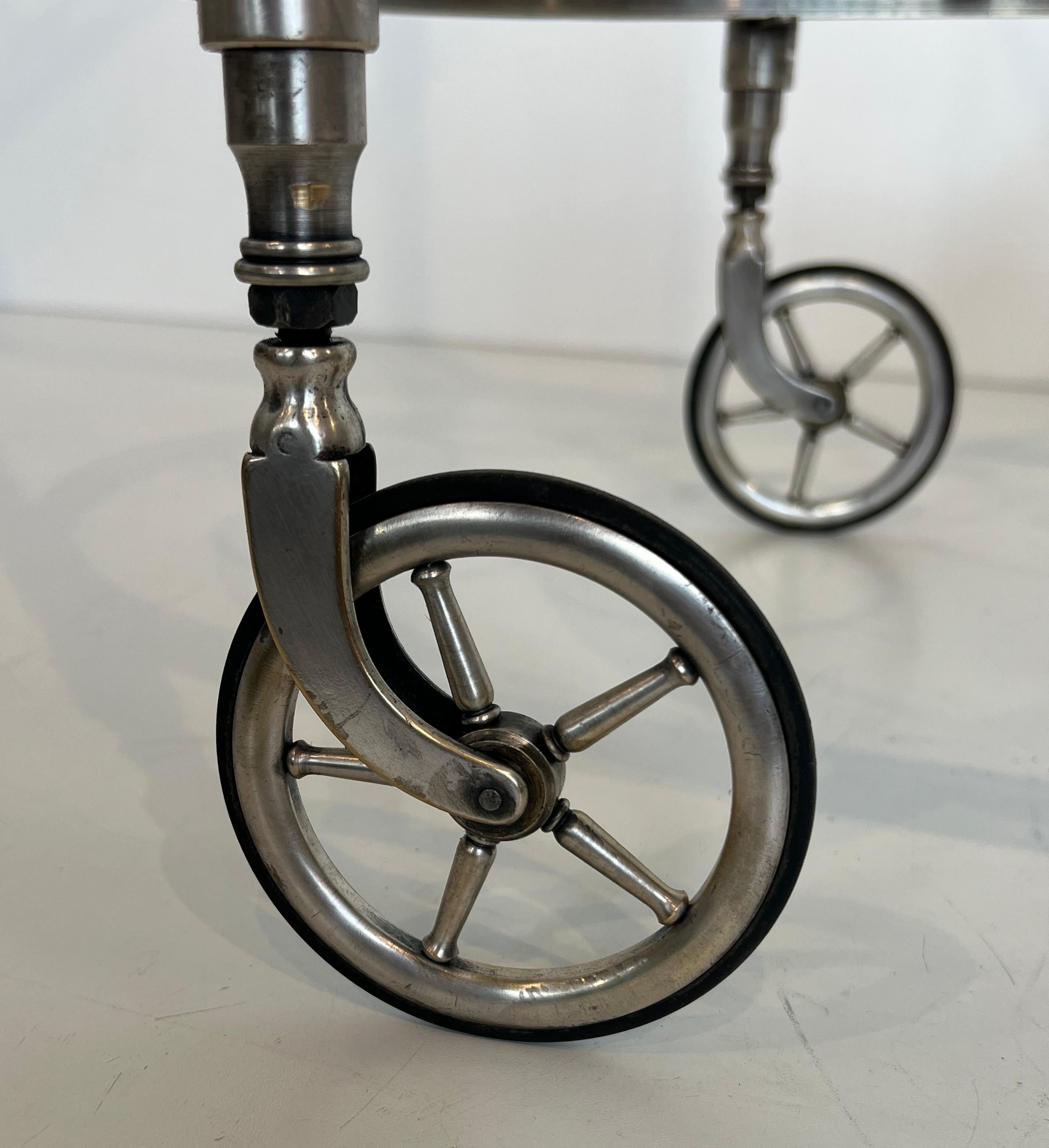 Ovaler Getränkewagen aus versilbertem Messing von Maison Bagués im Angebot 10