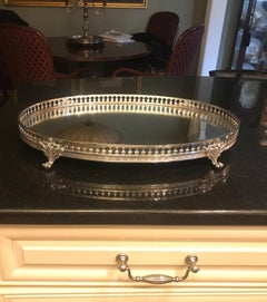 Oval Silvered Bronze Mirrored Plateau Tray