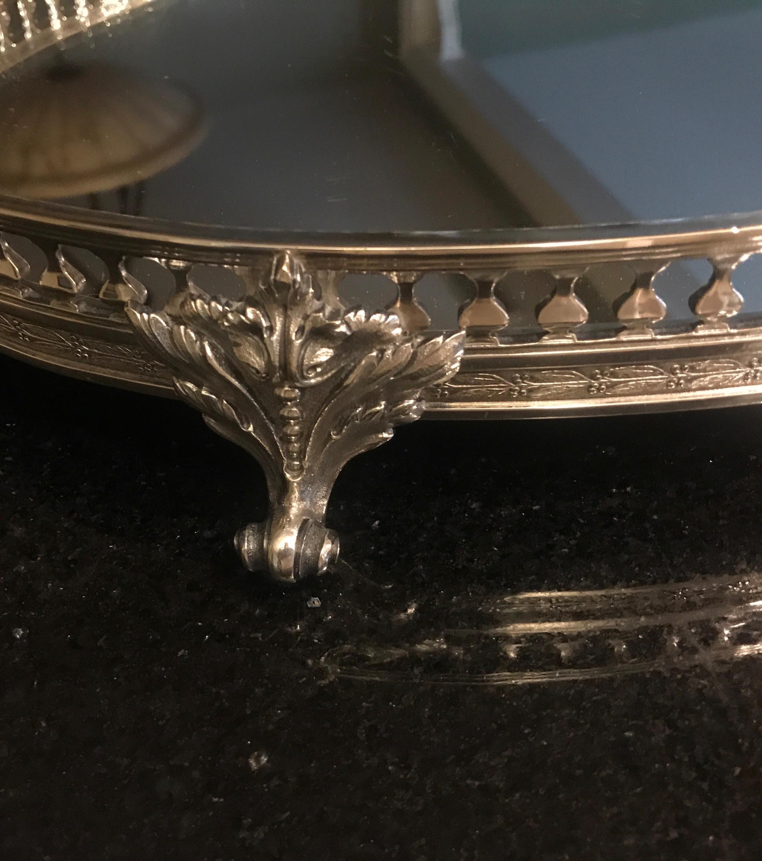 Oval Silvered Bronze Mirrored Plateau Tray 3