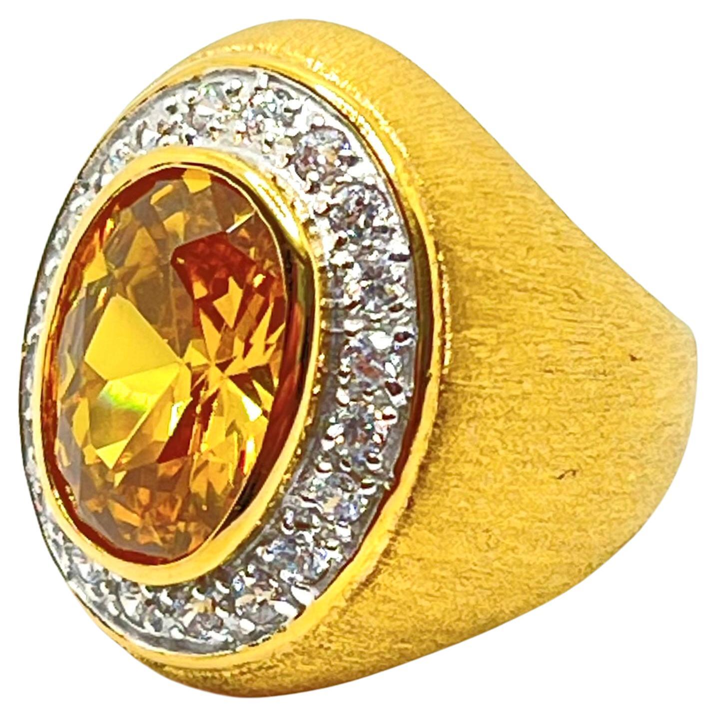 Oval Simulated Topaz Halo Dome Ring