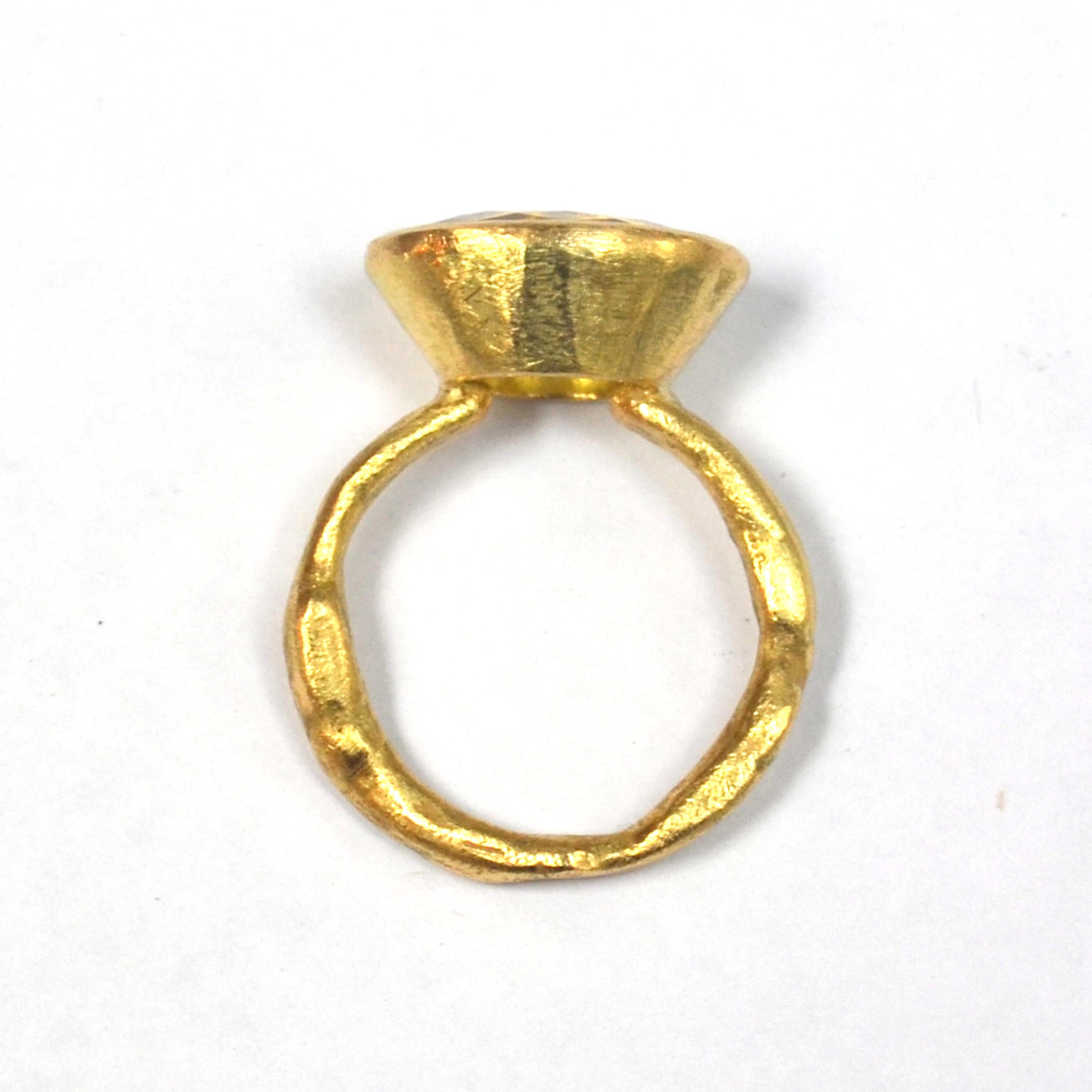 Oval Six Carat Yellow Zircon 18 Karat Gold Ring Handmade by Disa Allsopp 2