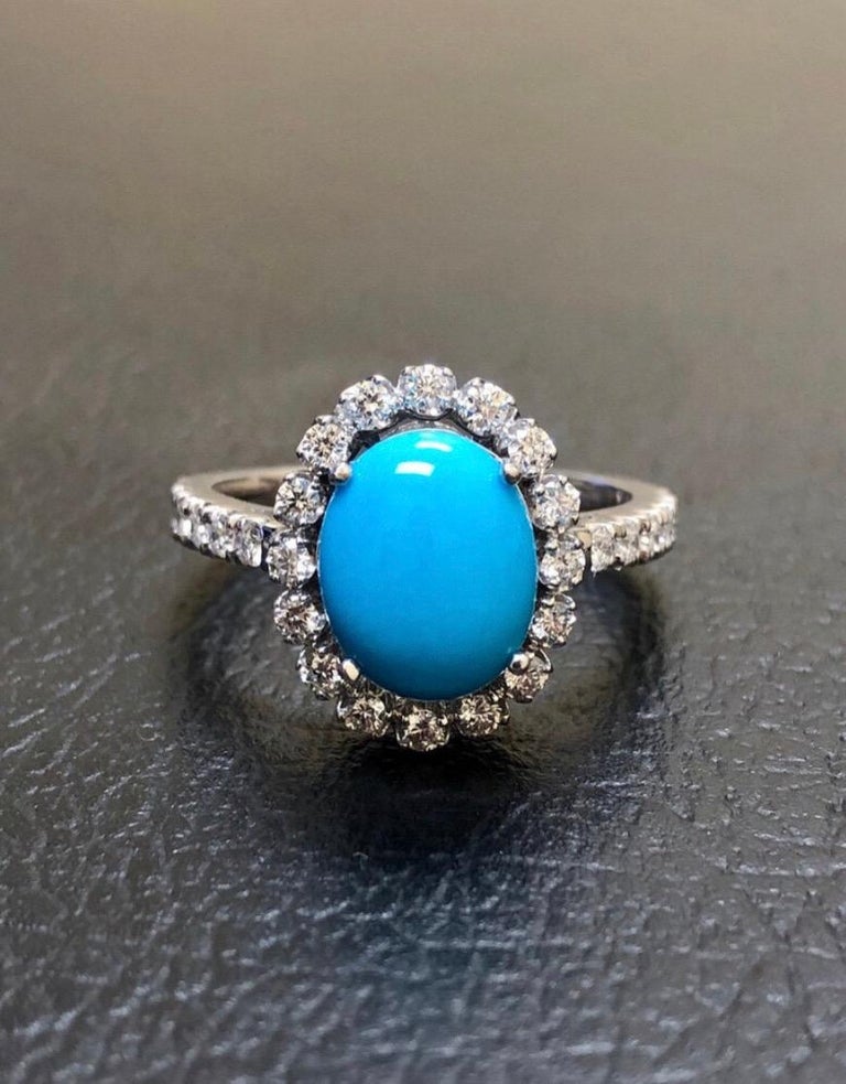 Elemental Gems Sleeping Beauty Turquoise & Montana Sapphire Halo Ring