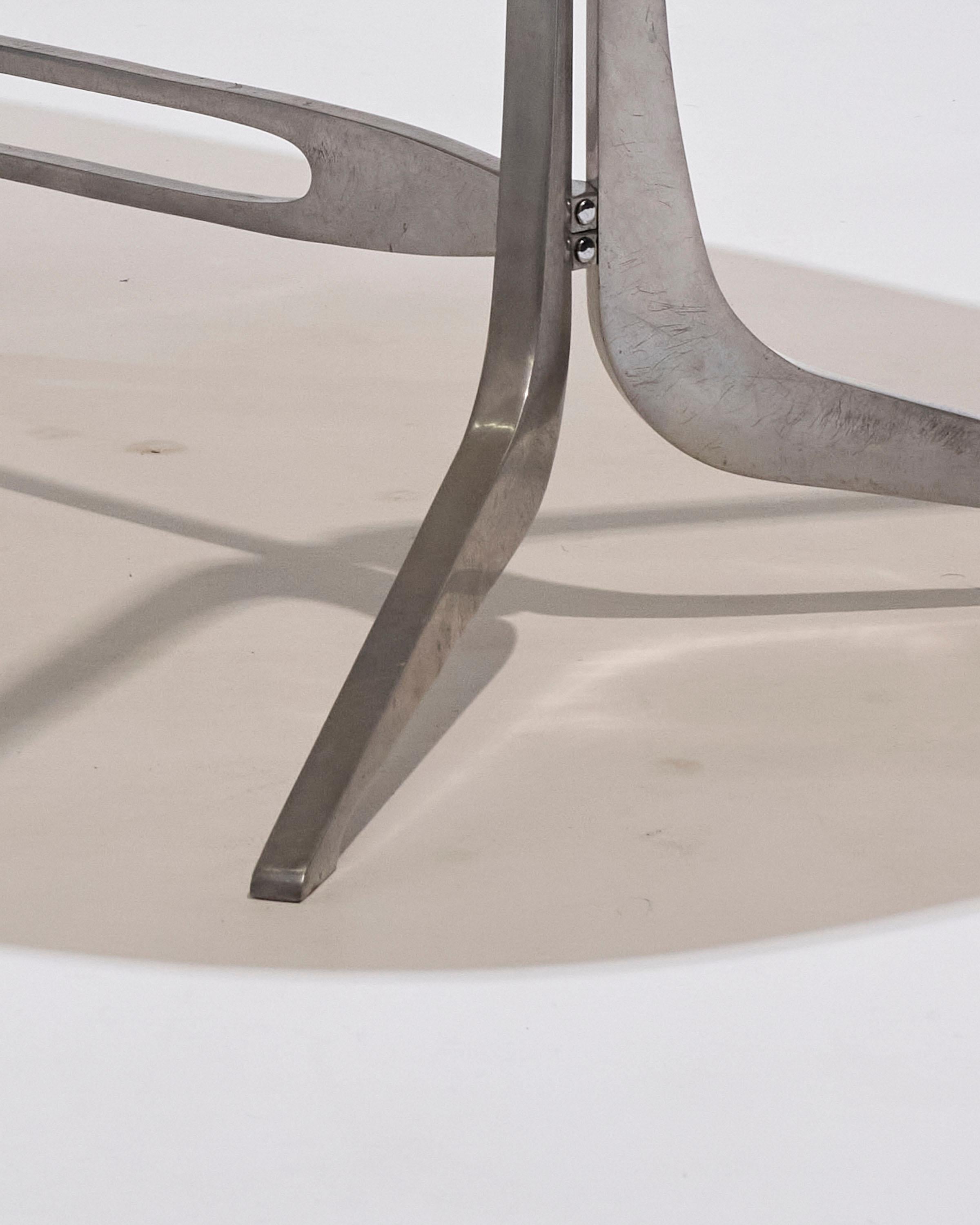 Oval smoked glass table by Pierre Pichard, 1970s For Sale 7