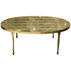 Oval Smoked Mirror Coffee Table