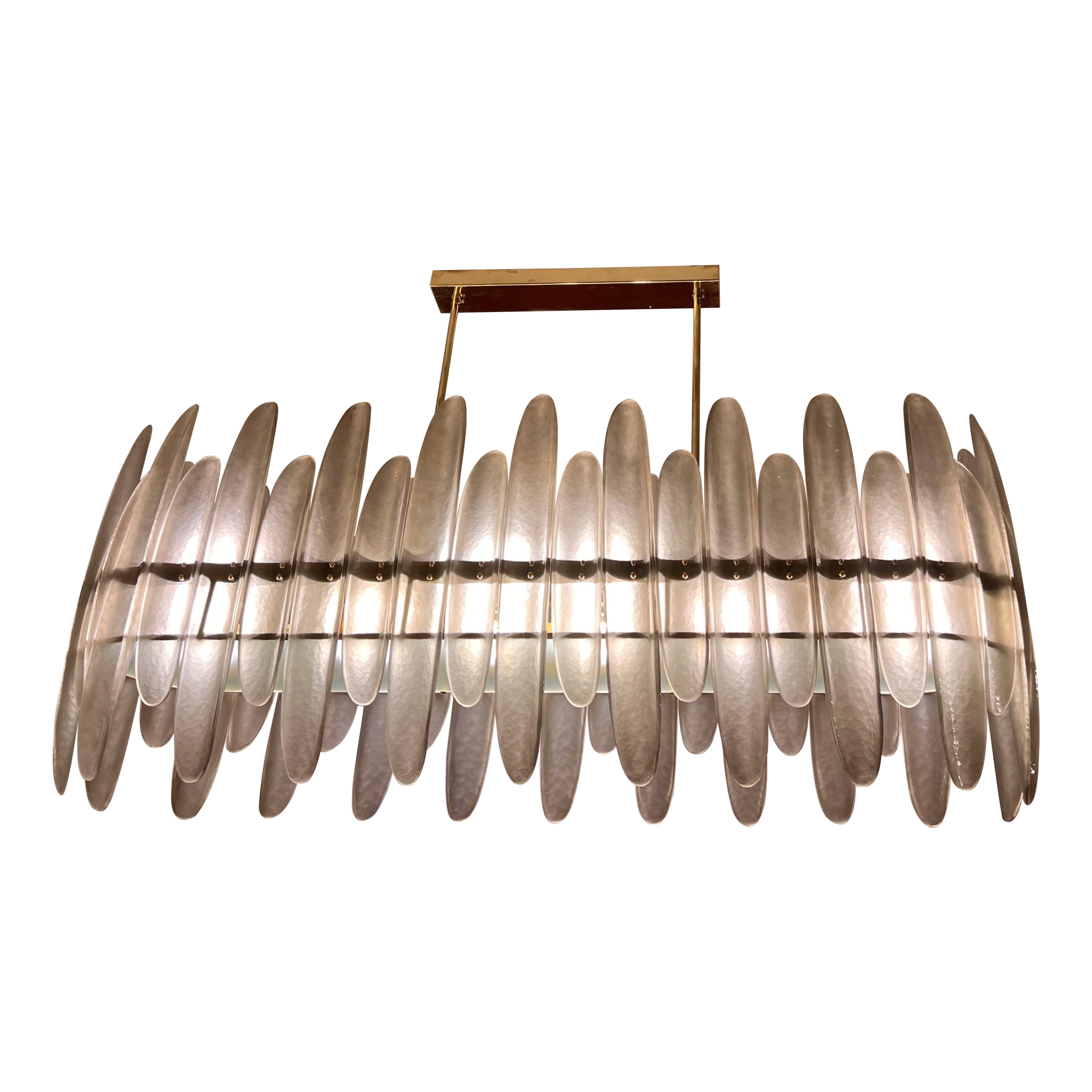 Oval Smoked Murano Glass Chandelier with Stalactite Effect, 2000s en vente