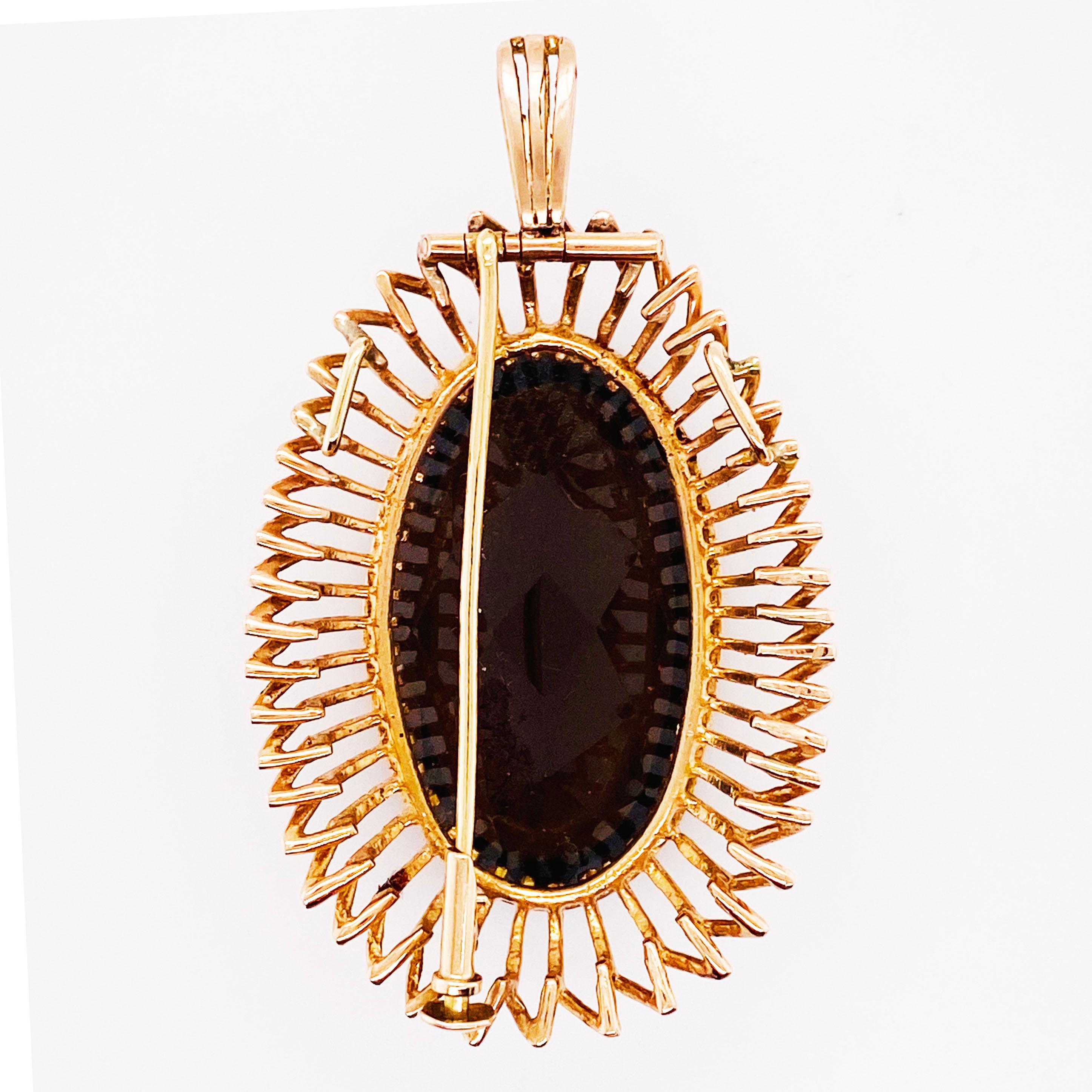 This gorgeous piece is made with a genuine smoky quartz gemstone set in an eight prong antique inspired setting. The smoky quartz gets its name from its natural, rich smoky orange-ish brown color. The oval, faceted smoky quartz has been hand cut and