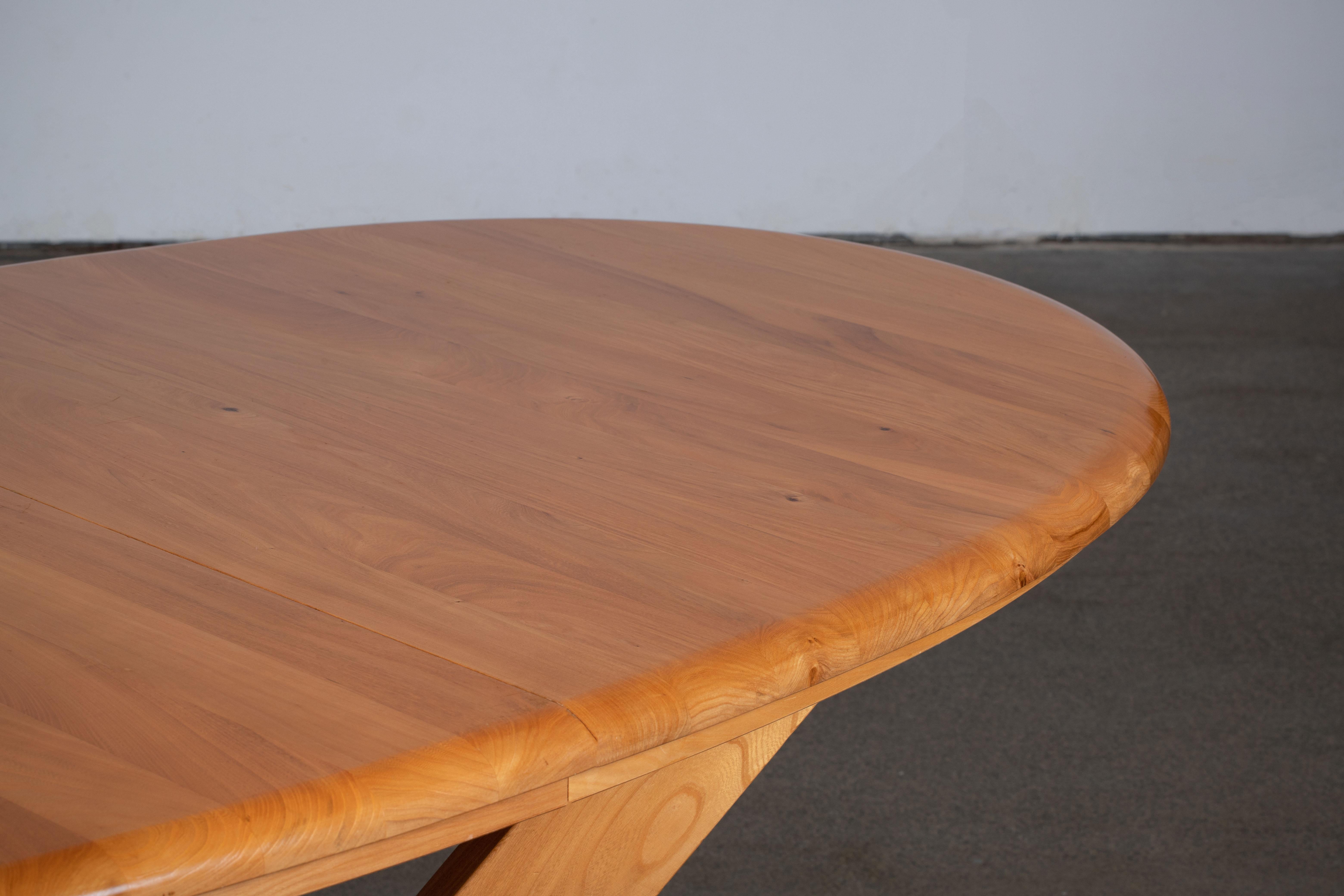 Oval Solid Elm Dining Table, France, 1970 4