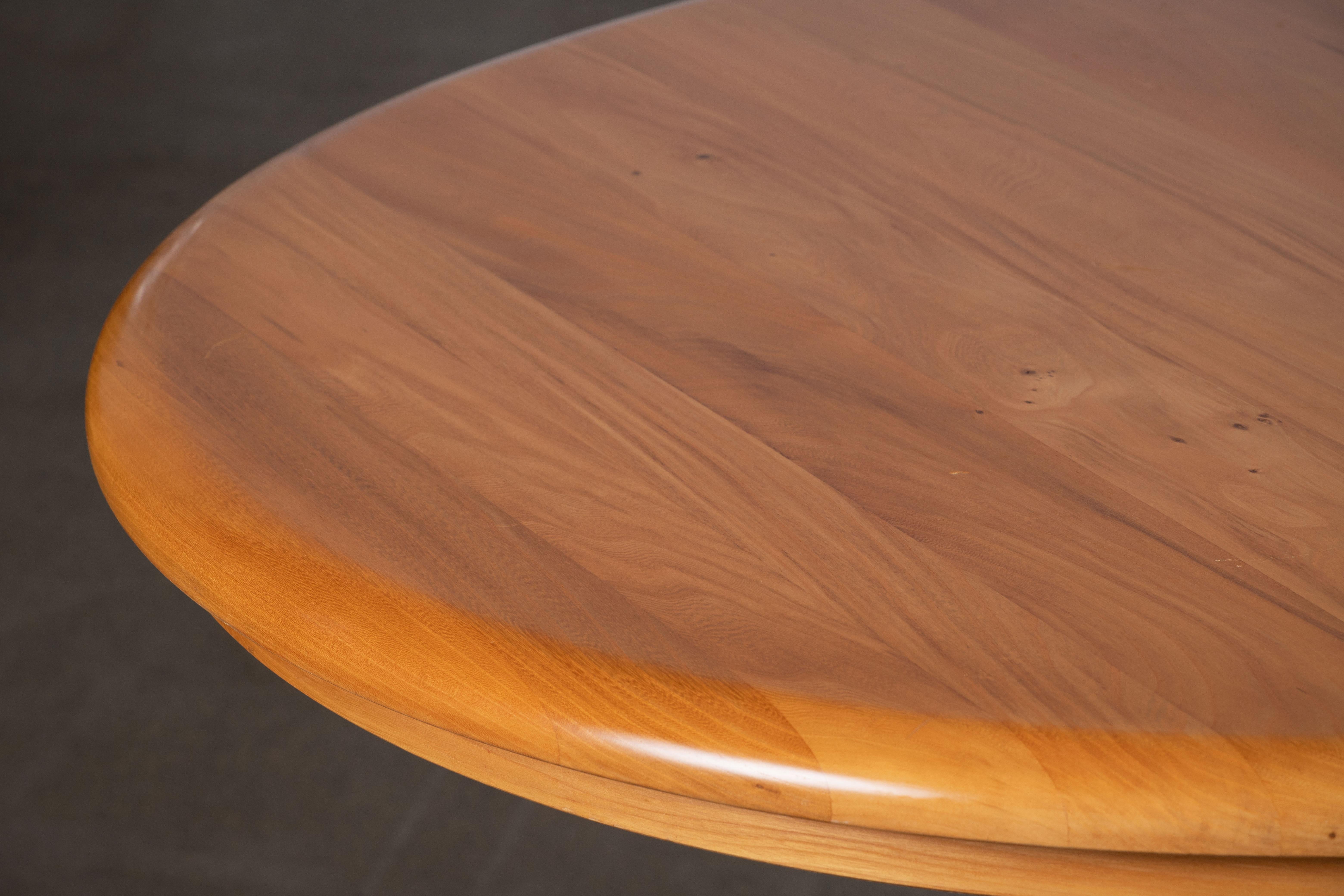Oval Solid Elm Dining Table, France, 1970 2
