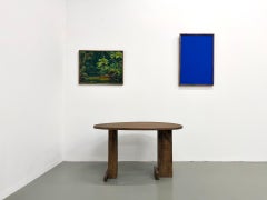 Oval solid oak table, student cabinetmaking work, France, 1990s