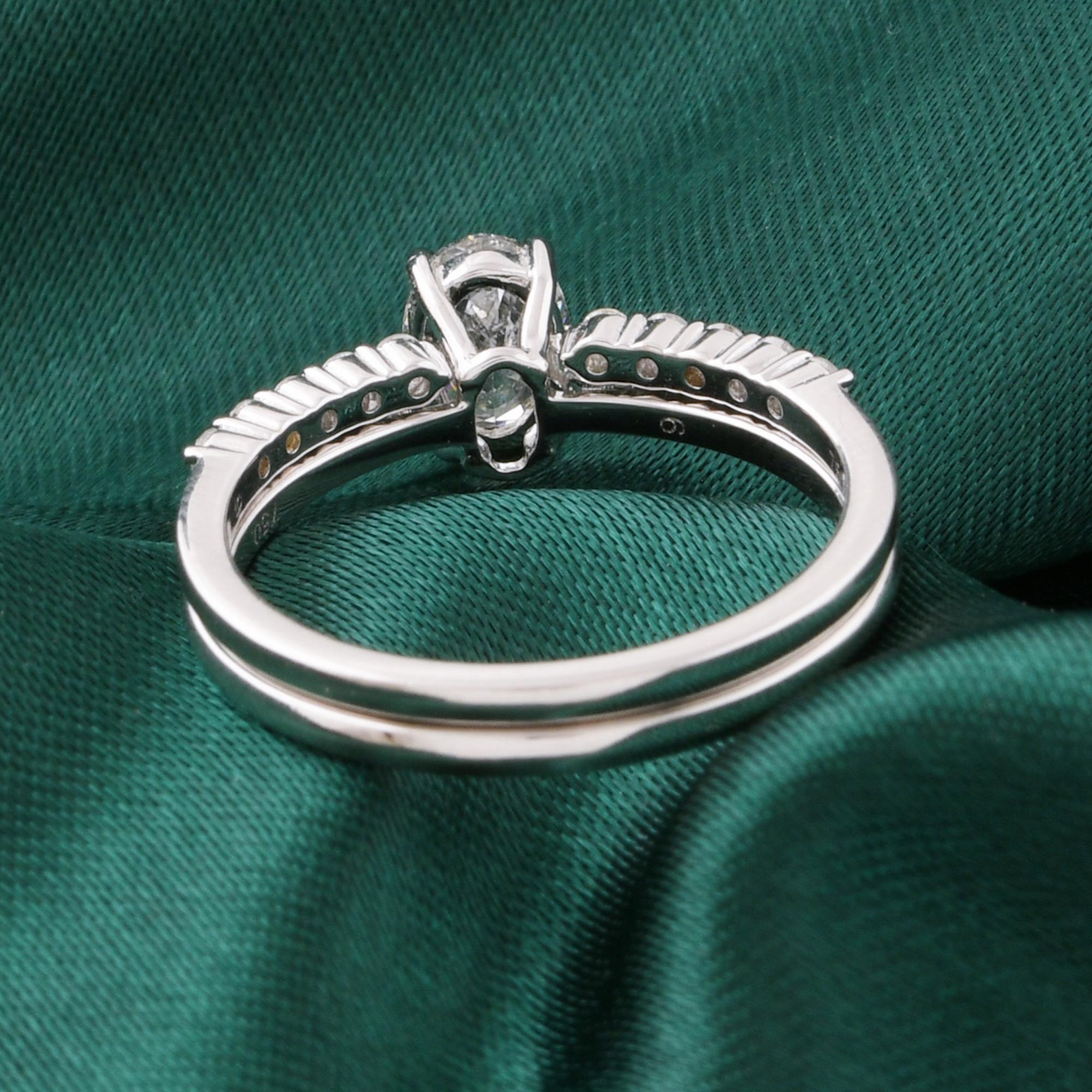 Im Angebot: Ovaler Solitär Naturdiamant Verlobungsring stapelbar 14K Weißgold () 7