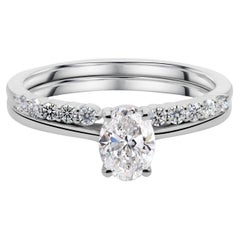 Ovaler Solitär Naturdiamant Verlobungsring stapelbar 14K Weißgold
