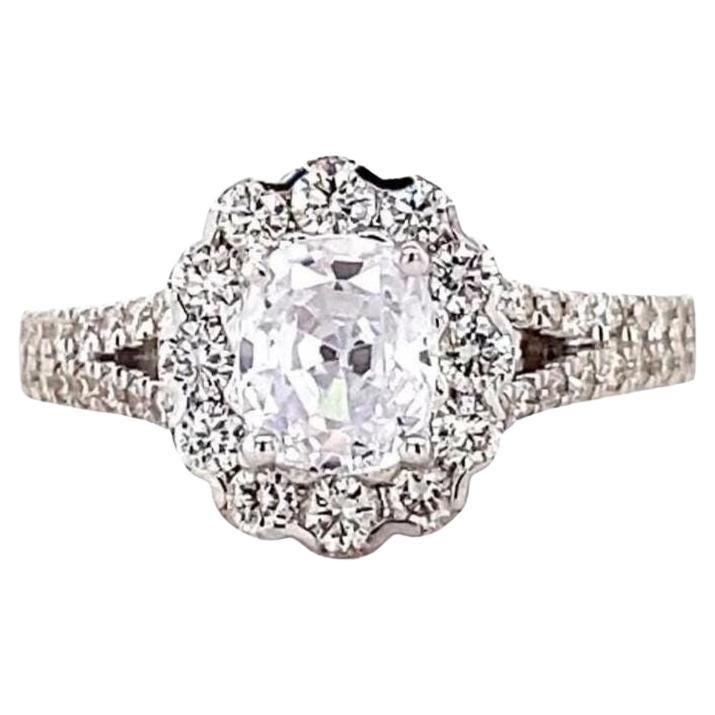 Bague solitaire ovale en or massif 14k avec halo de diamants naturels (certifié)