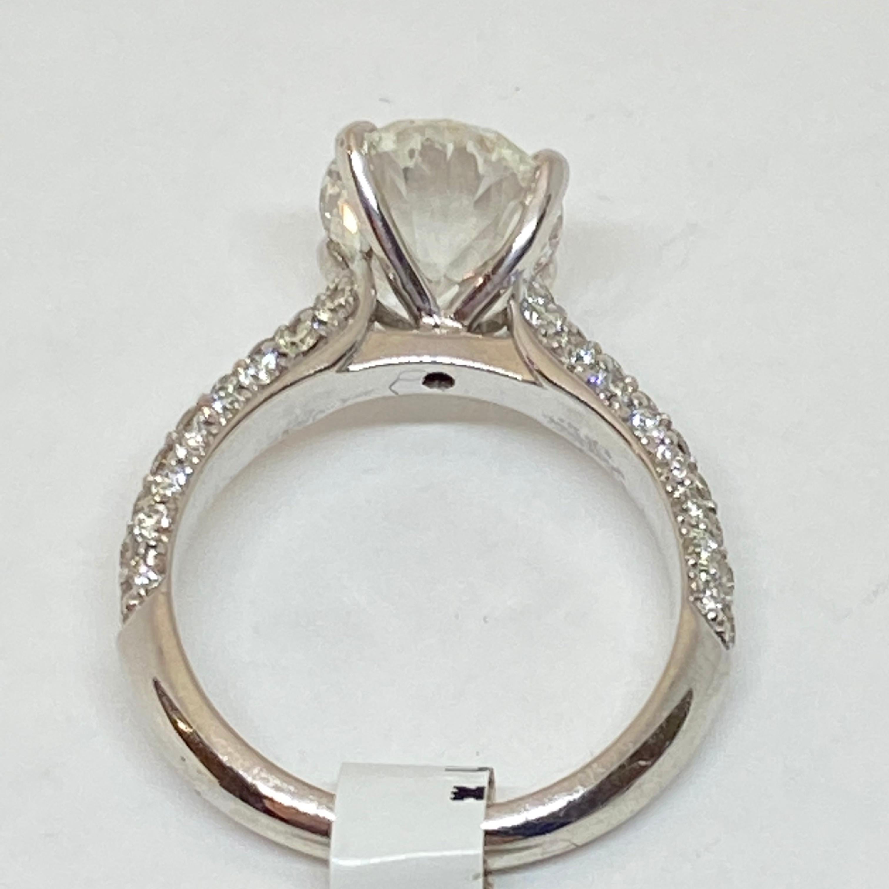 Oval Solitaire Pave Diamond Engagement Ring EGL 3.01 Carat 18 Karat White In New Condition In Carmel-by-the-Sea, CA