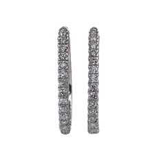Oval Sonia B Bitton 0.90ctw Round Diamonds 14k White Gold Estate Hoop Earrings