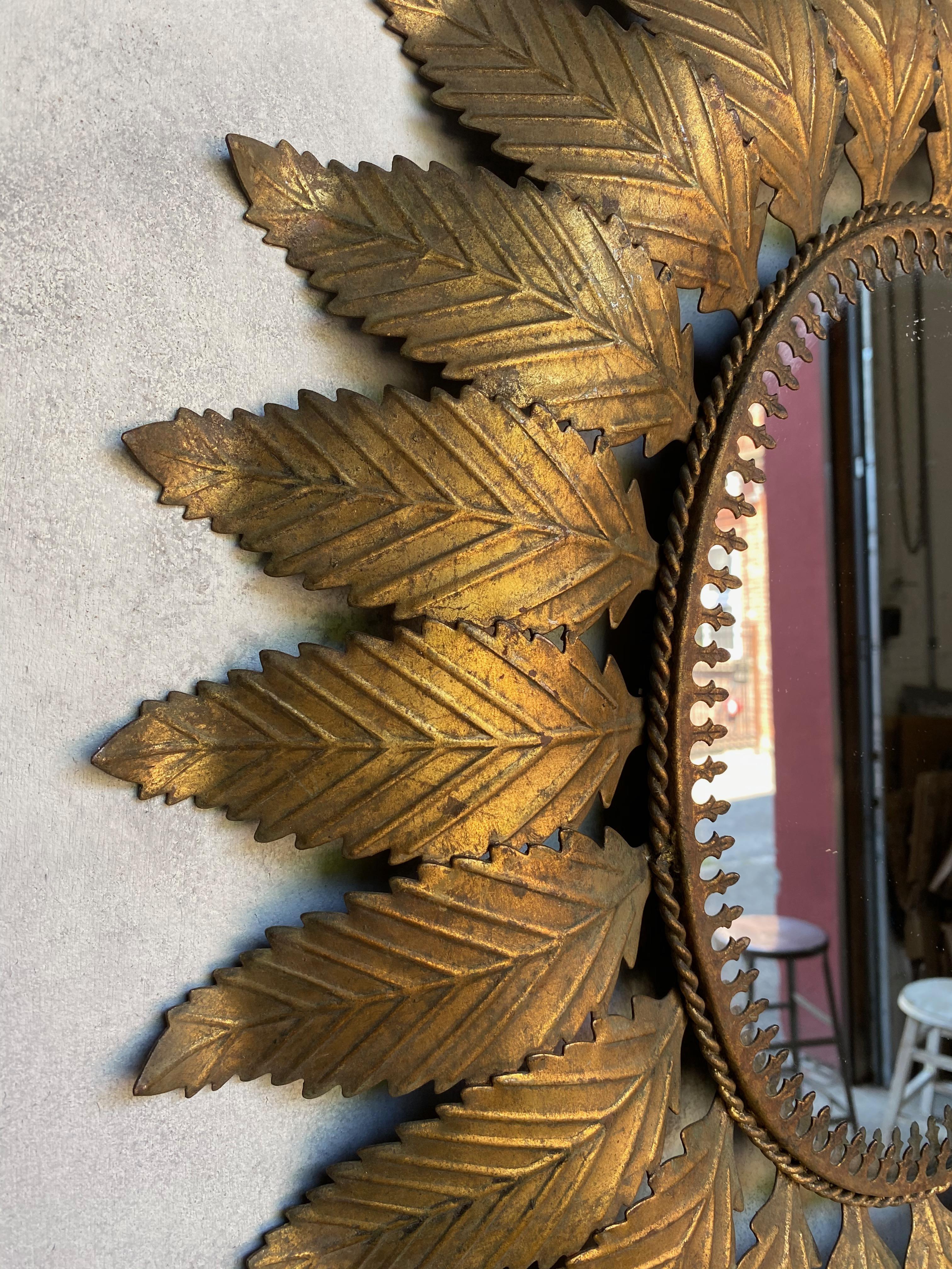 Oval Spanish Gilt Metal Sunburst Mirror 5