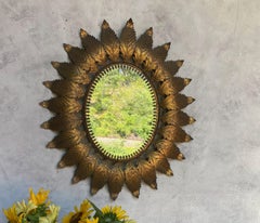 Oval Spanish Gilt Metal Sunburst Mirror