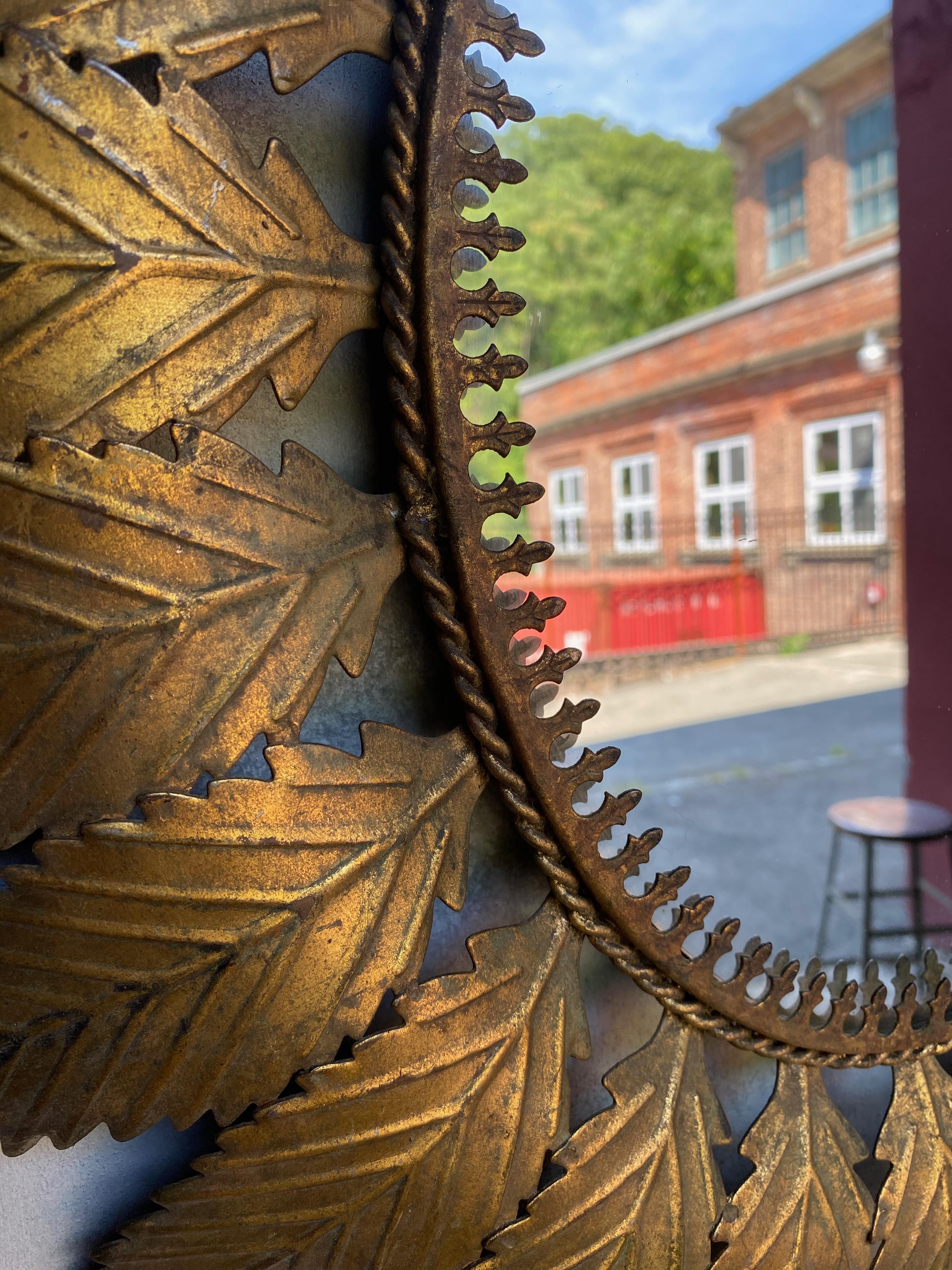 Oval Spanish Gilt Metal Sunburst Mirror 2