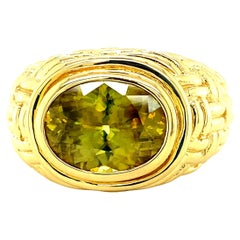 Oval Sphene Ring in 18 Karat Gold