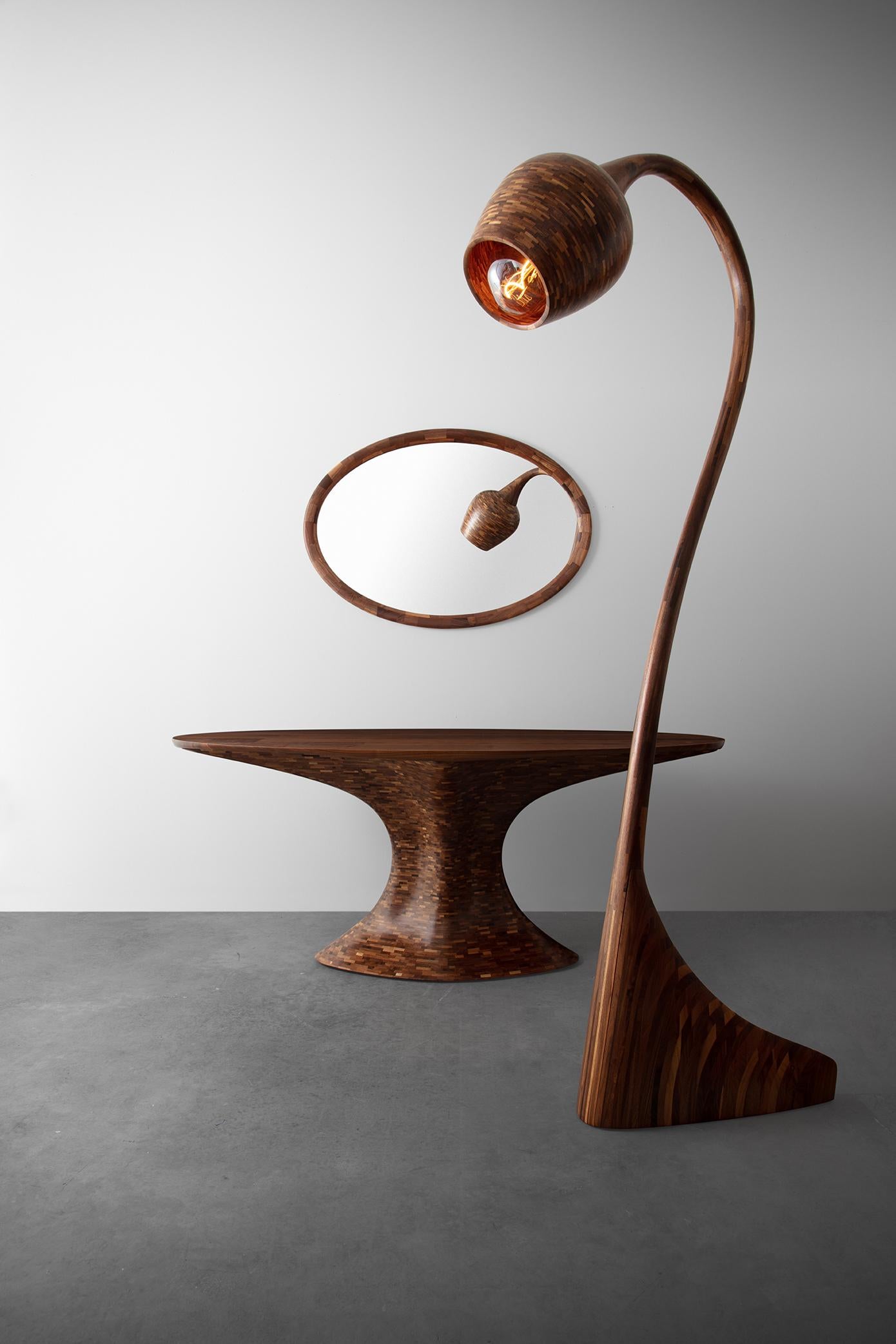 American Custom STACKED and PATCHED Table by Richard Haining, shown in Walnut and Oval