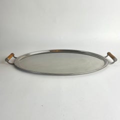Oval Stainless Steel Tray by Folke Arström for Gense, Sweden, 1940s