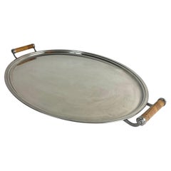 Oval Stainless Steel Tray by Folke Arström for Gense, Sweden, 1940s