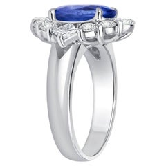 Oval Statement Royal Blue Sapphire 18K White Gold Classic Charm Collector-Grade