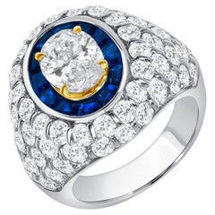 Oval Statement Royal Blue Sapphire 18K White Gold Classic Charm Collector-Grade