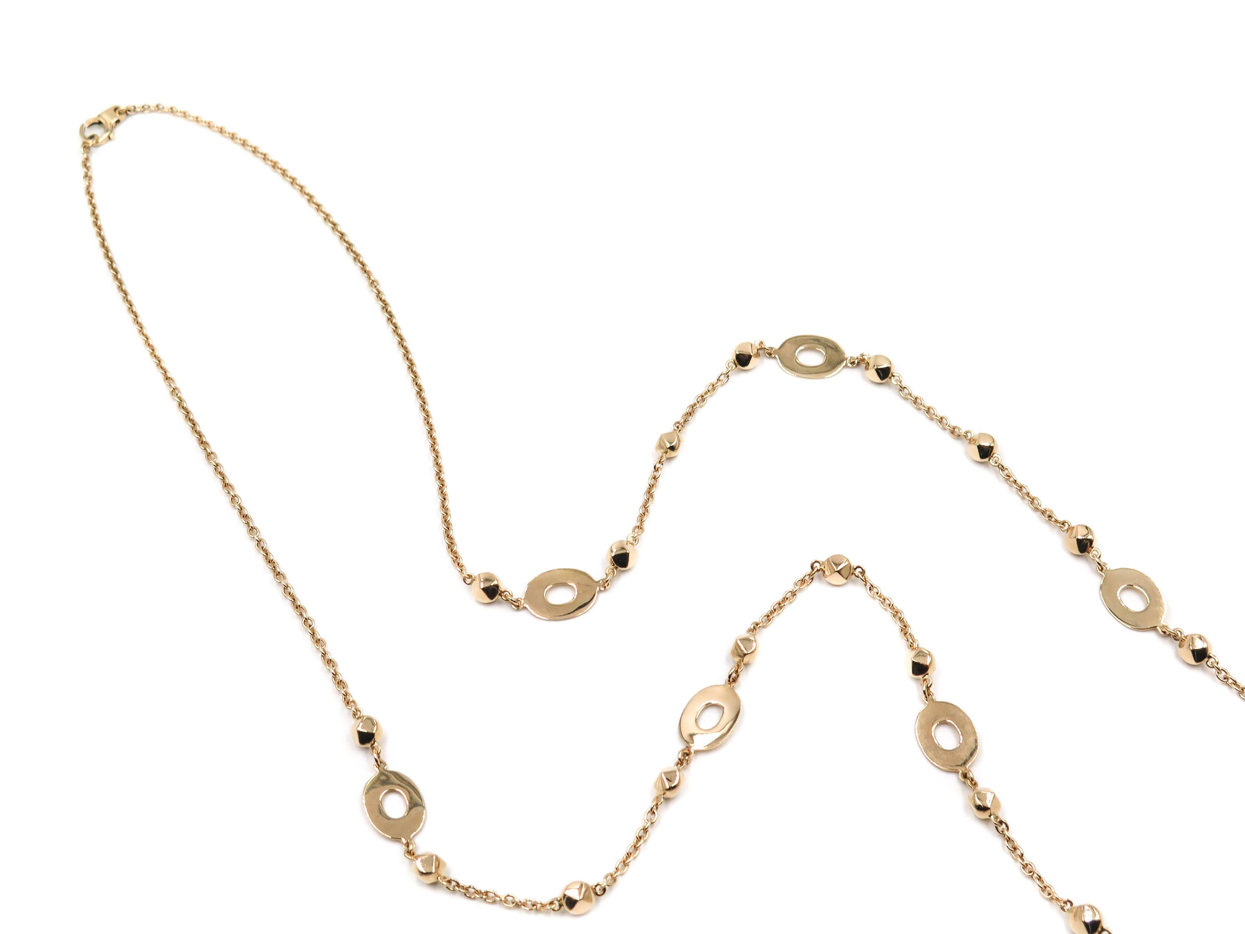 Artist Oval Stations Long Yellow Gold Necklace