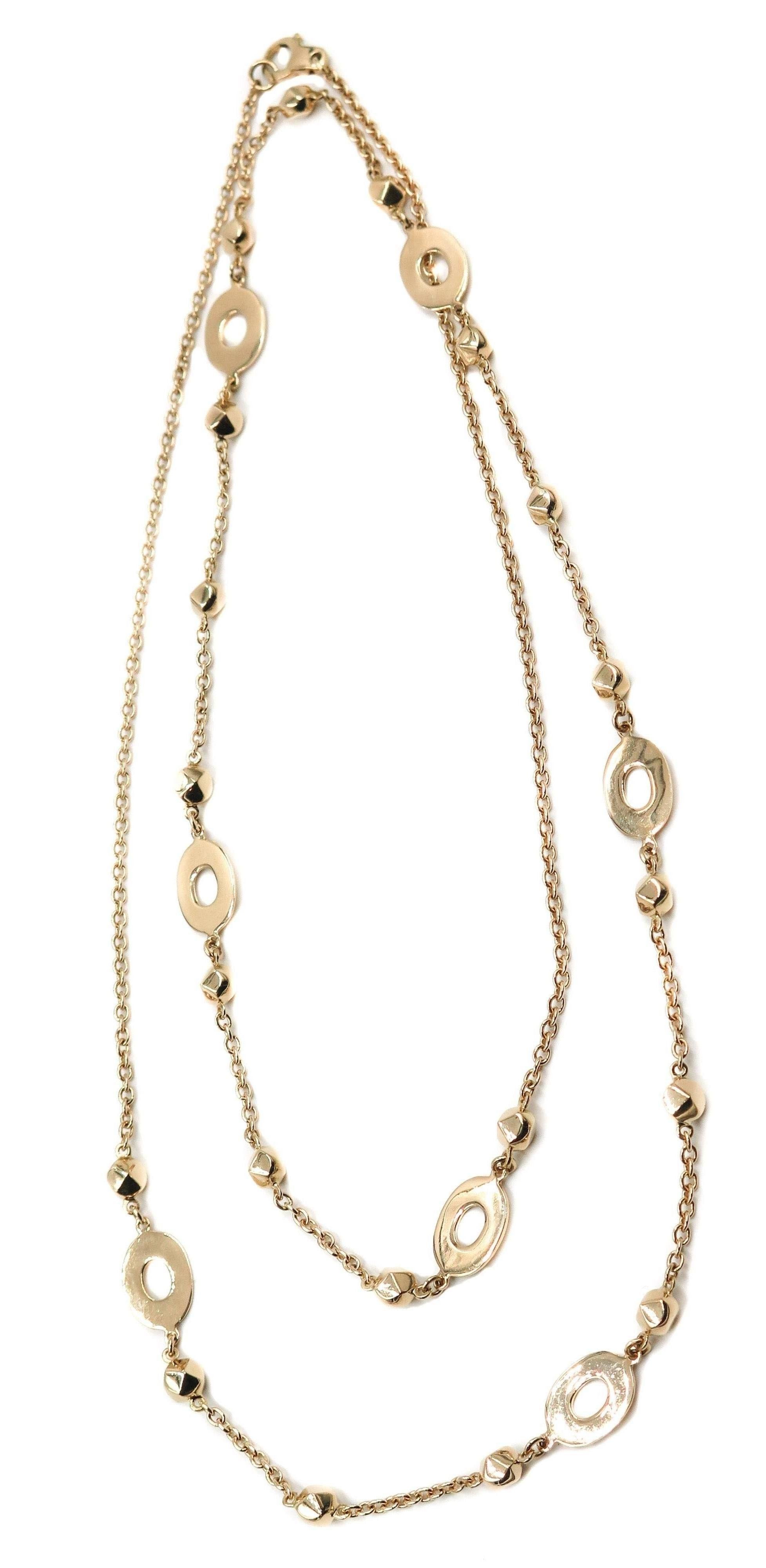 Oval Stations Long Yellow Gold Necklace In Excellent Condition In Greenwich, CT