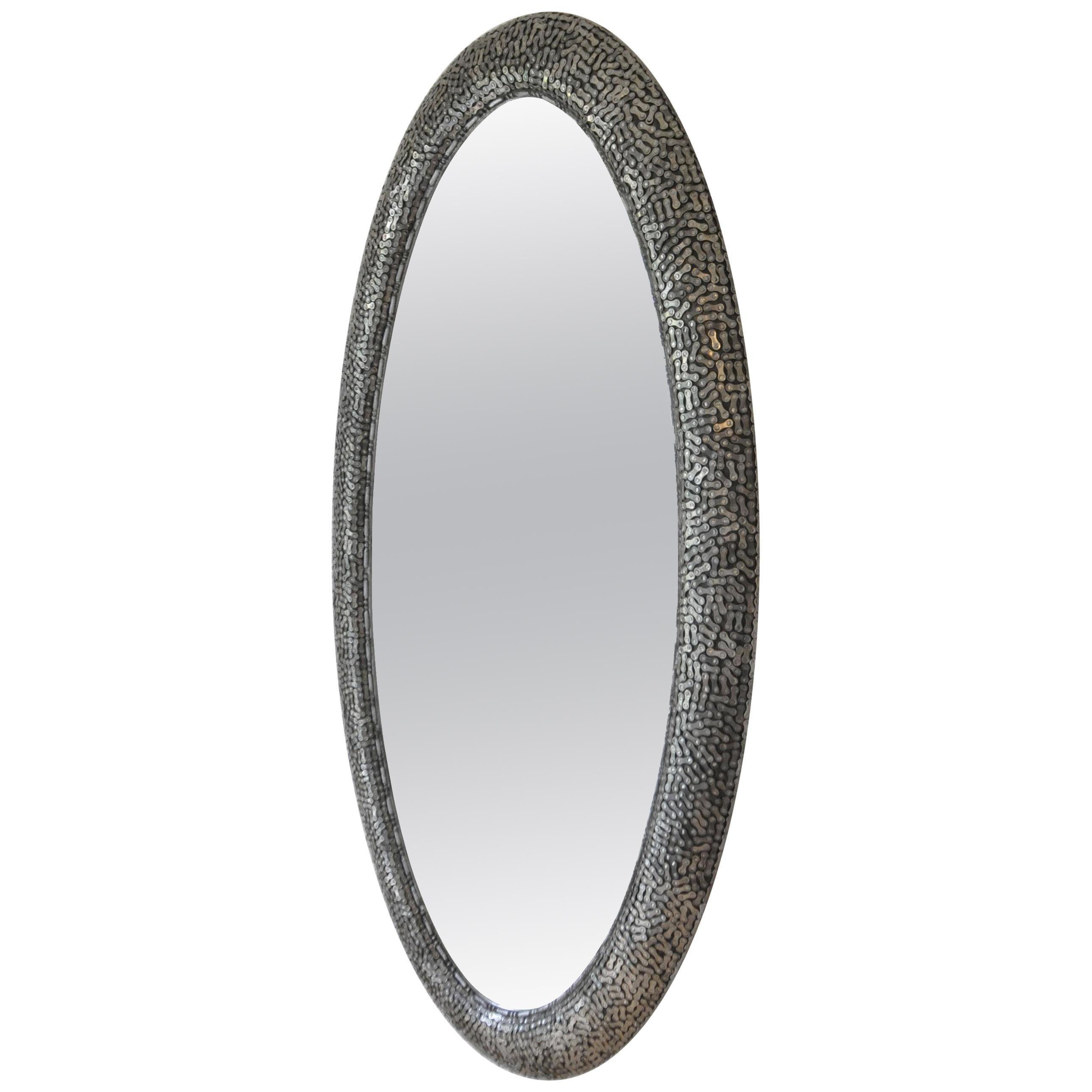 Oval Steel Mosaic Wall Mirror