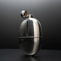 Ovaler Hip-Flask aus Sterlingsilber, gestempelt London, 1910