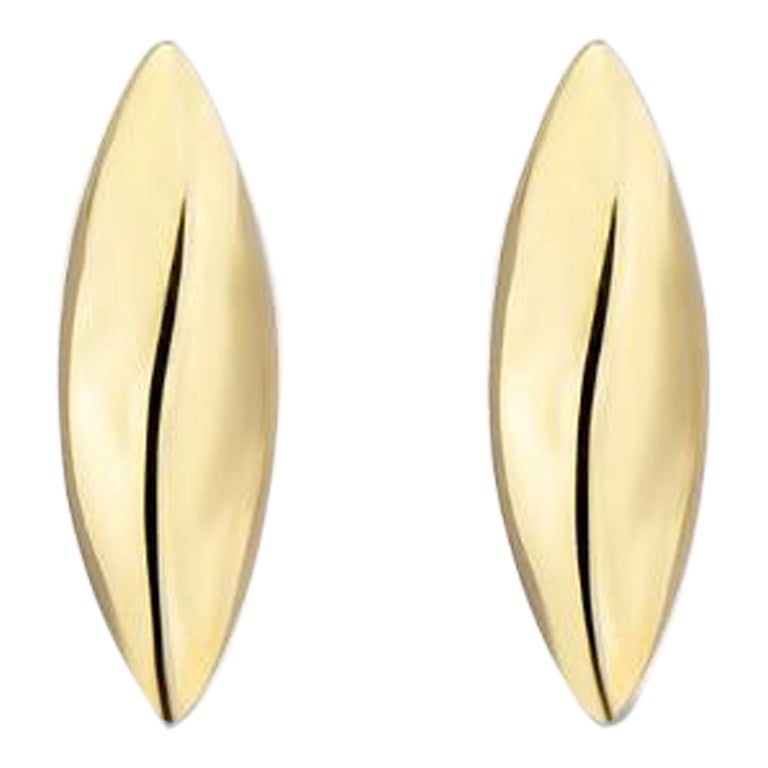 Pendientes ovalados de oro amarillo macizo de 14 quilates