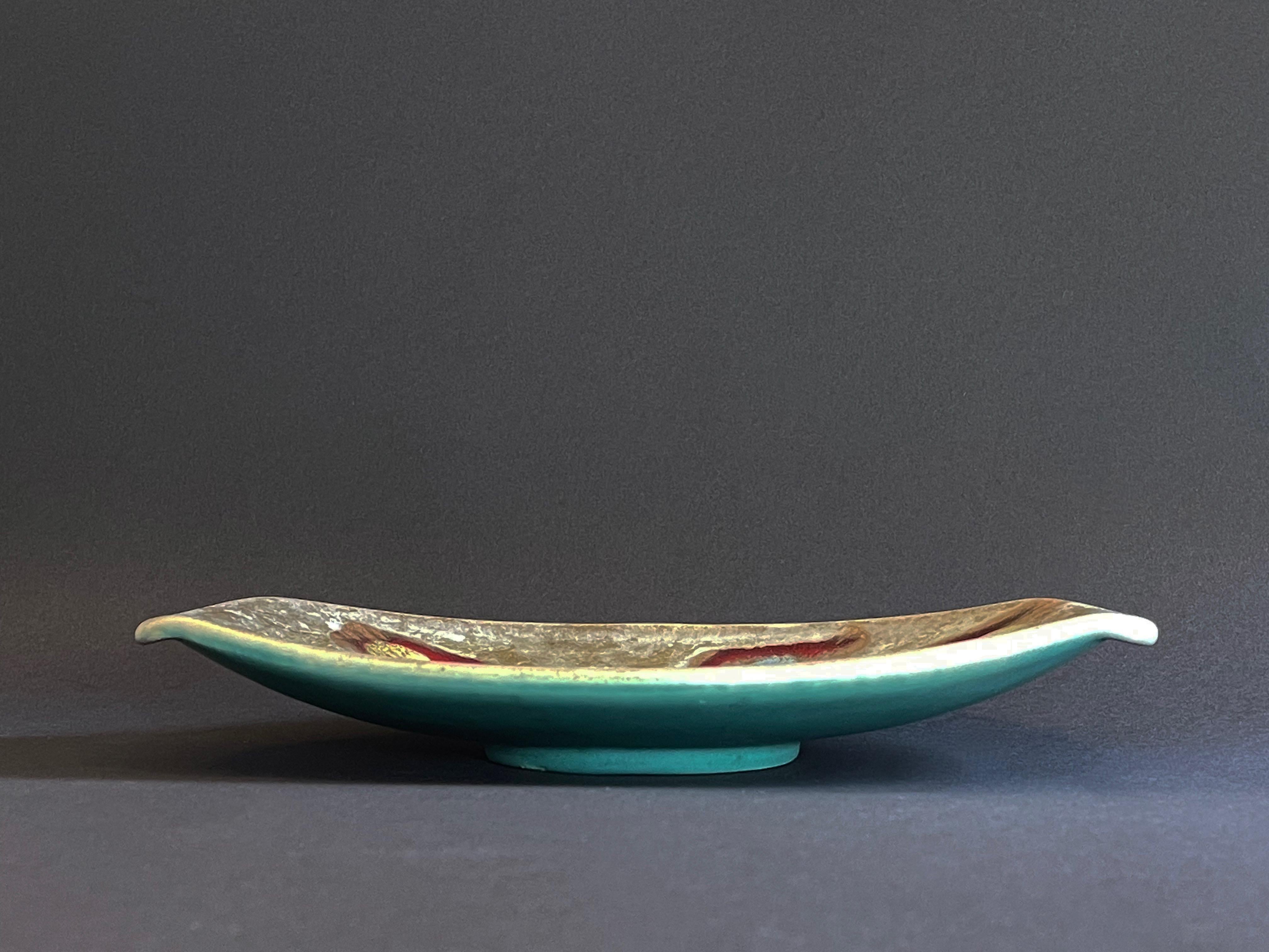 Mid-Century moderno Ciotola ovale in ceramica di Studio A, centrotavola di Jasba, Germania Ovest 1960 ca. in vendita