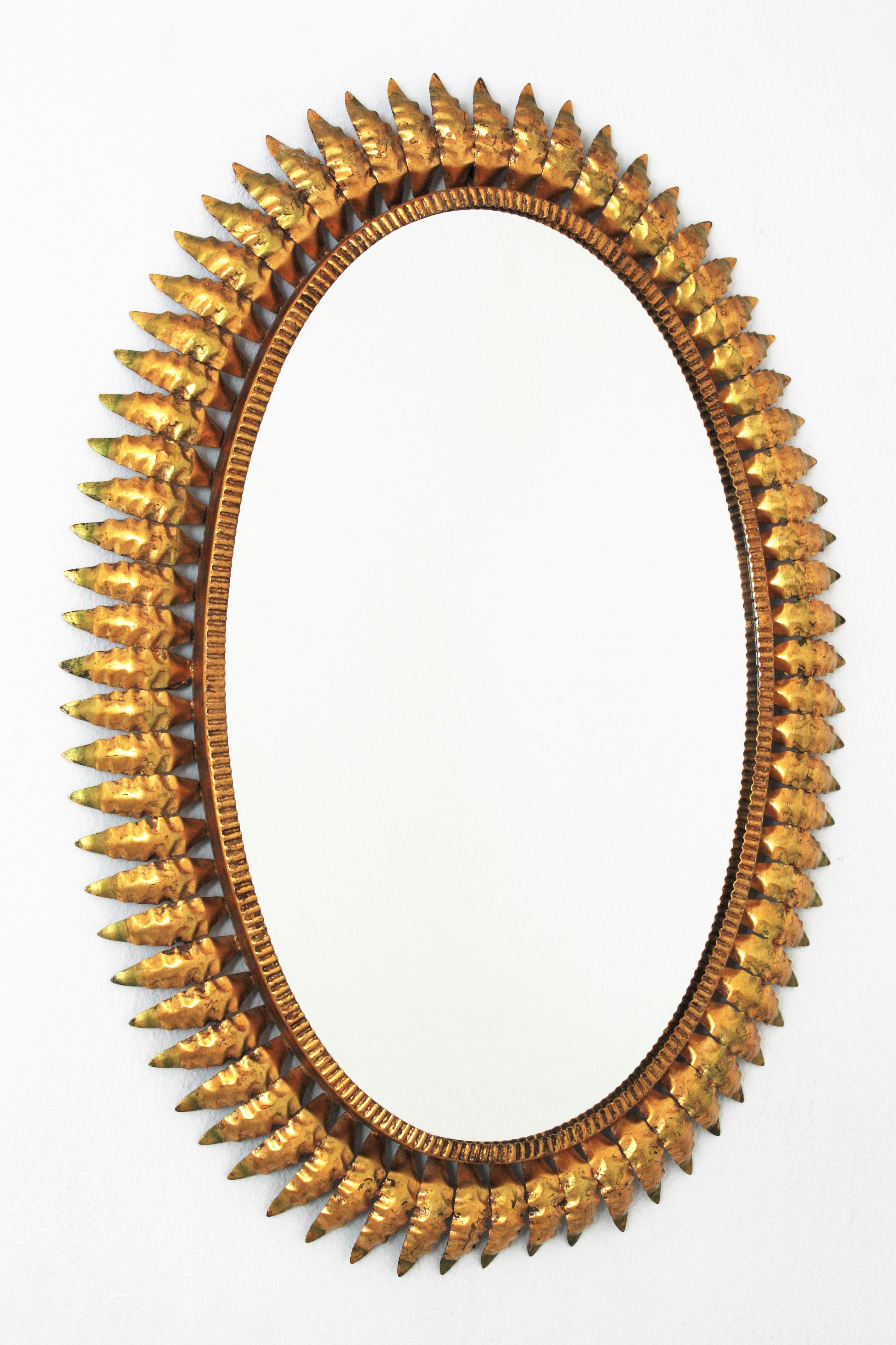 Mid-Century Modern Oval Sunburst Mirror