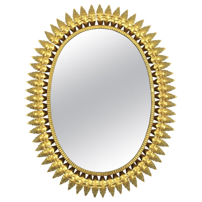 Oval Sunburst Mirror For Sale at 1stDibs