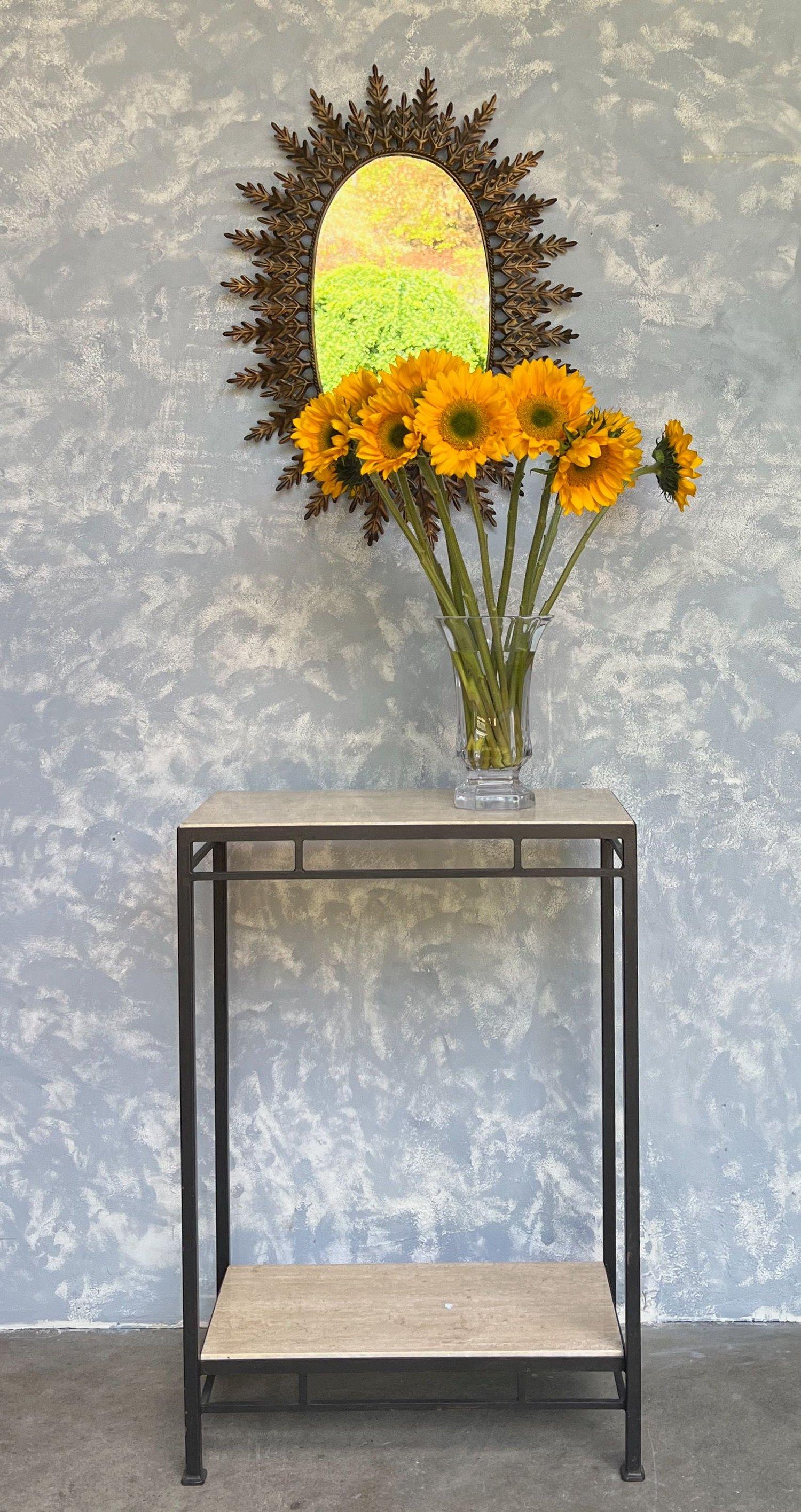 Ovaler Sonnenschliff-Spiegel mit abwechselnden Blättern im Angebot 3