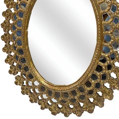 Oval Sunburst Mirror with Gilt Finish
