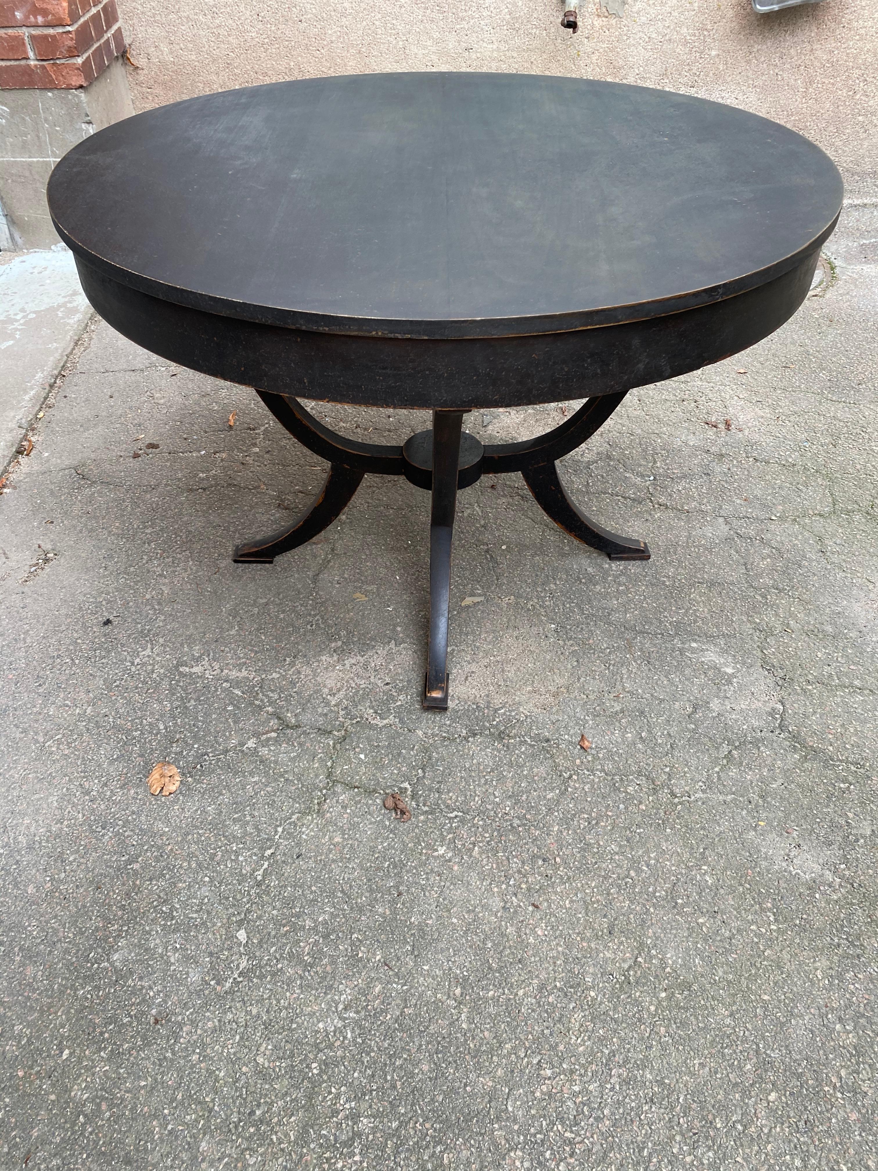 Oval Swedish Black Painted Biedermeier Style Table 5
