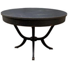 Oval Swedish Black Painted Biedermeier Style Table