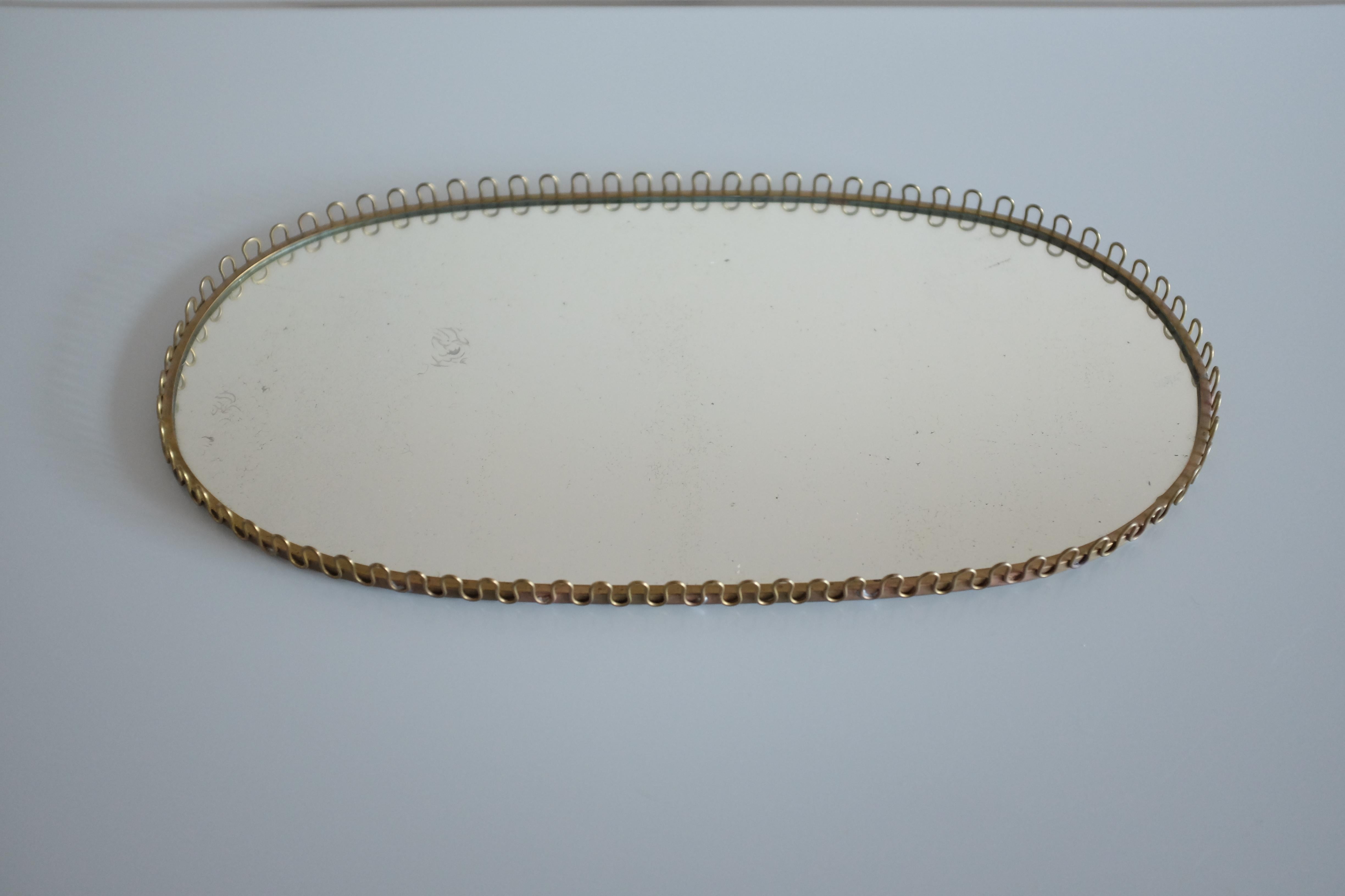 Oval Swedish Modern Brass Mirror Tray 1