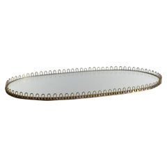 Oval Swedish Modern Brass Mirror Tray