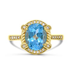 3-1/4 ct. Blue Topaz & Diamond Accent 18K Yellow Gold over Sterling Silver Ring