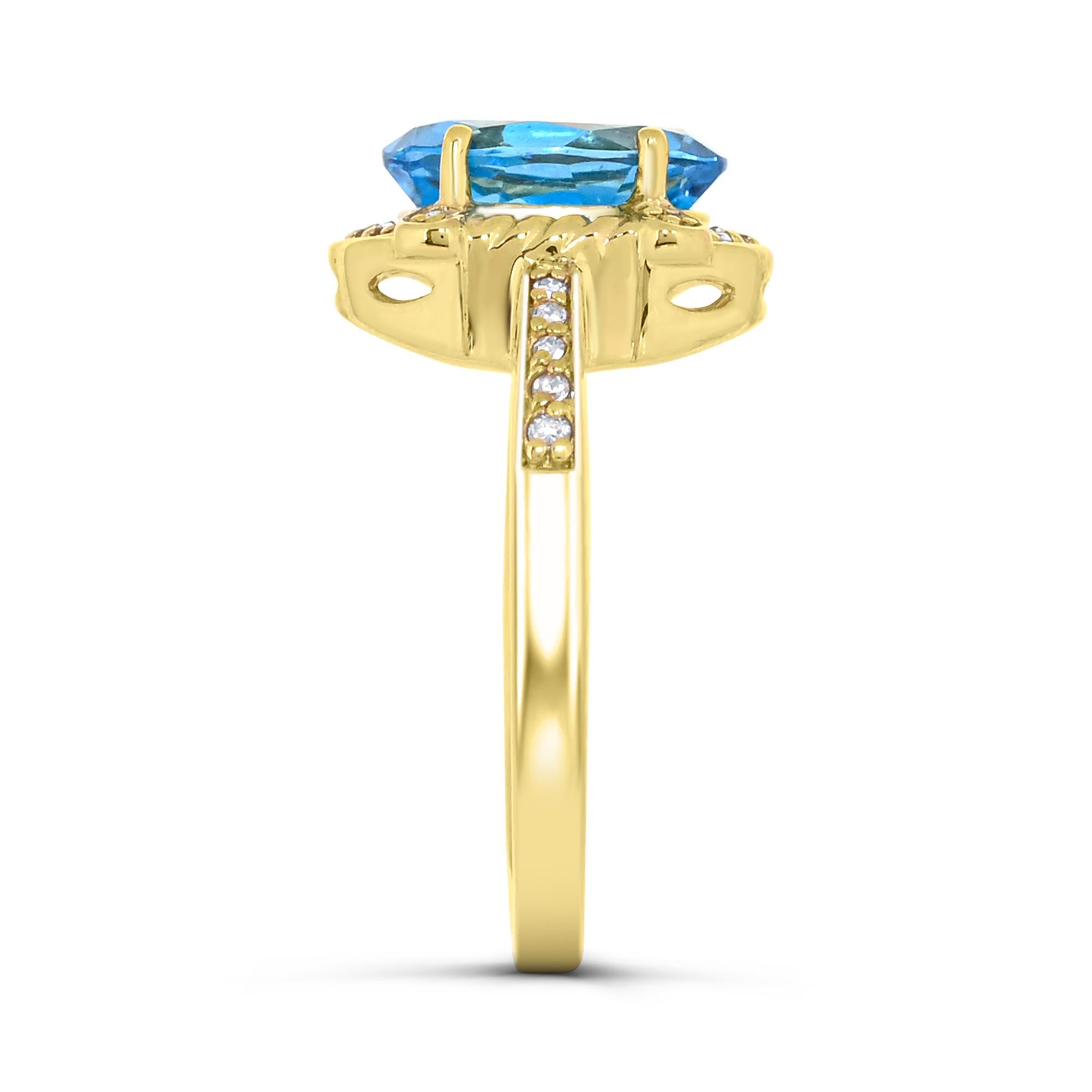 3-1/4 ct. Blue Topaz & Diamond Accent 18K Yellow Gold over Sterling Silver Ring In New Condition For Sale In New York, NY