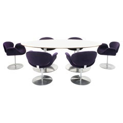 Oval Table + 6 Little Tulip Chairs Dining Set by Pierre Paulin for Artifort