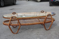 Oval Table Coffee Garden Swimming POOL Bamboo Bonacina Italian Design, 1950s