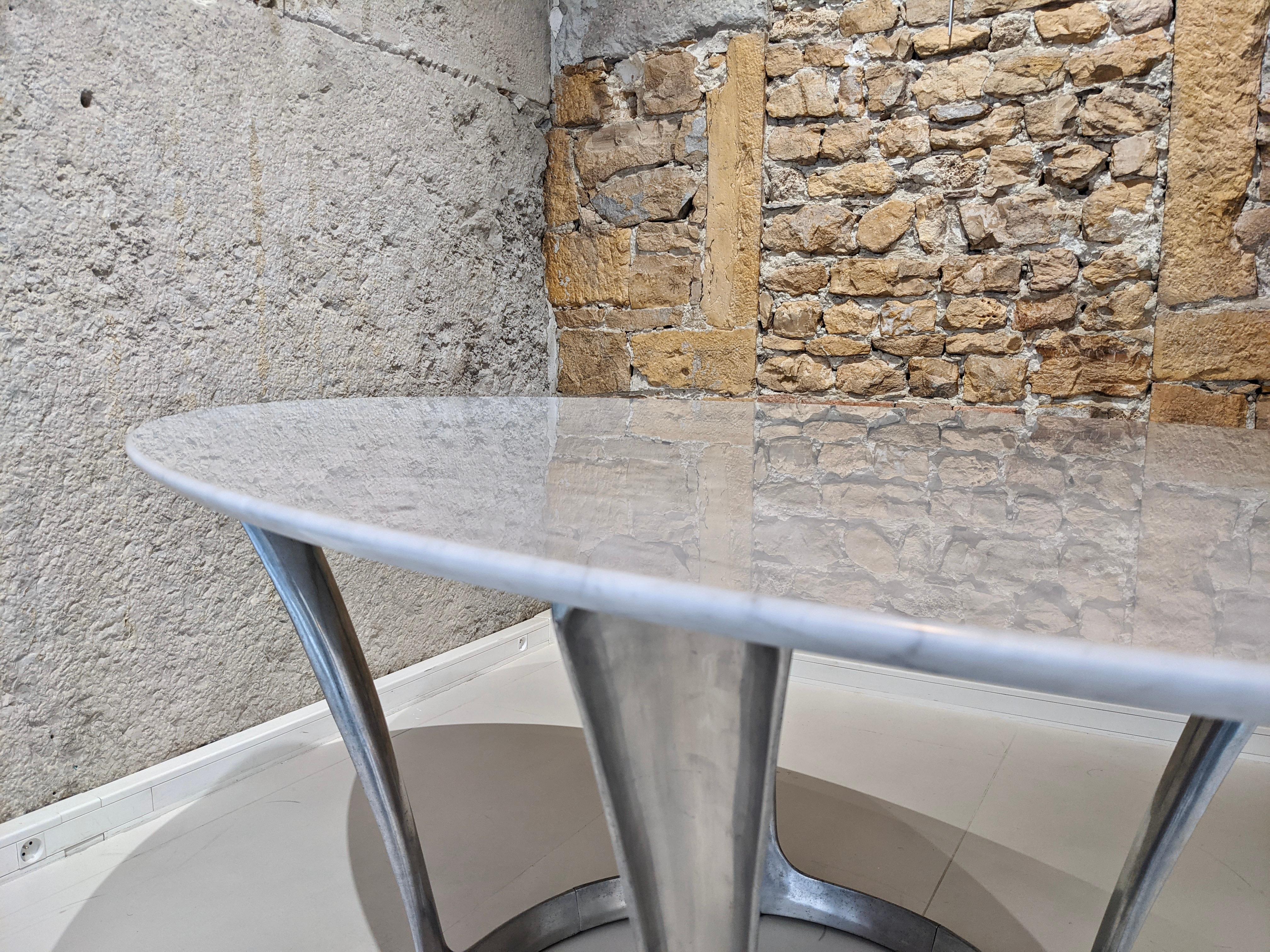 Late 20th Century Oval Table in Marble by Michel Charron